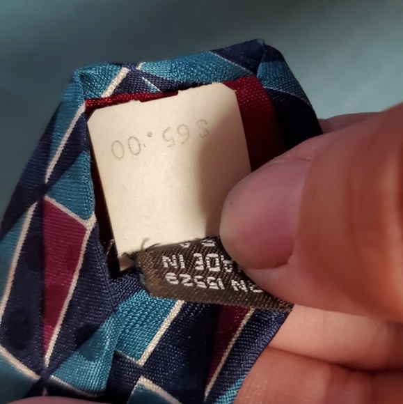 Ferranti maroon teal blue tie 100% silk - Picture 3 of 4